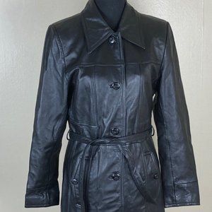 Maxima Leather Coat/Trenchcoat sz Small Spygirl